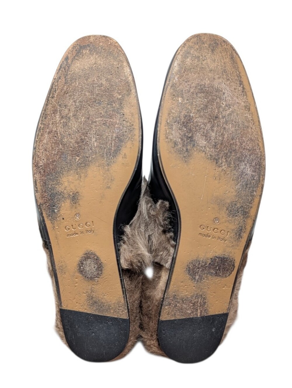 Gucci Men's Black Leather Horsebit Fur Princetown Mule Loafers Size 7 - Picture 12 of 13